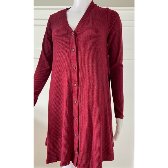Lulus Ribbed Lightweight Sweater Ruby Red Dress XS* Stylish Cardigan WD39 - Picture 5 of 10